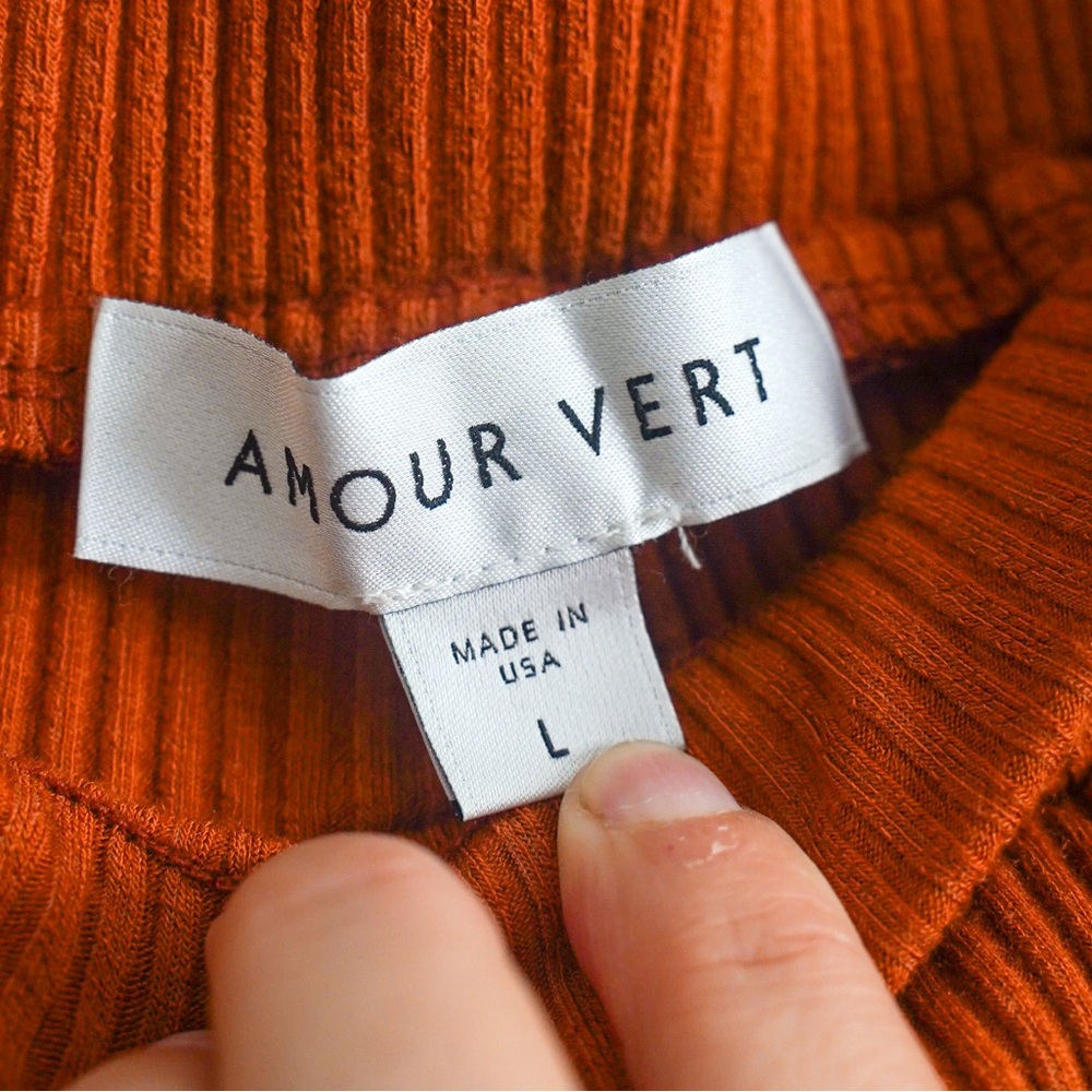 Amour Vert Joggers Ribbed Skylar Dream Rib Stretchy Lounge Pants Orange Womens L - Picture 2 of 6